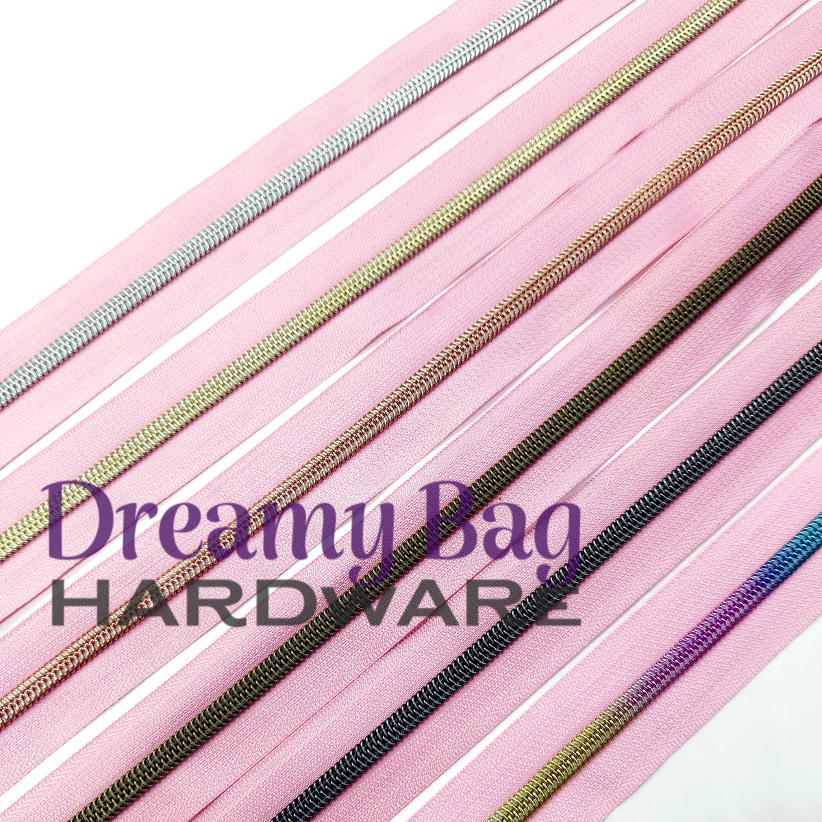 5 Zipper Tape light Pink with nylon teeth Dreamy Bag Hardware Pty Ltd