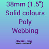 38 mm (1,5") polybånd i ensfargede farger