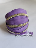 #3 and #5 Zipper Tape Purple with Coloured Nylon Teeth