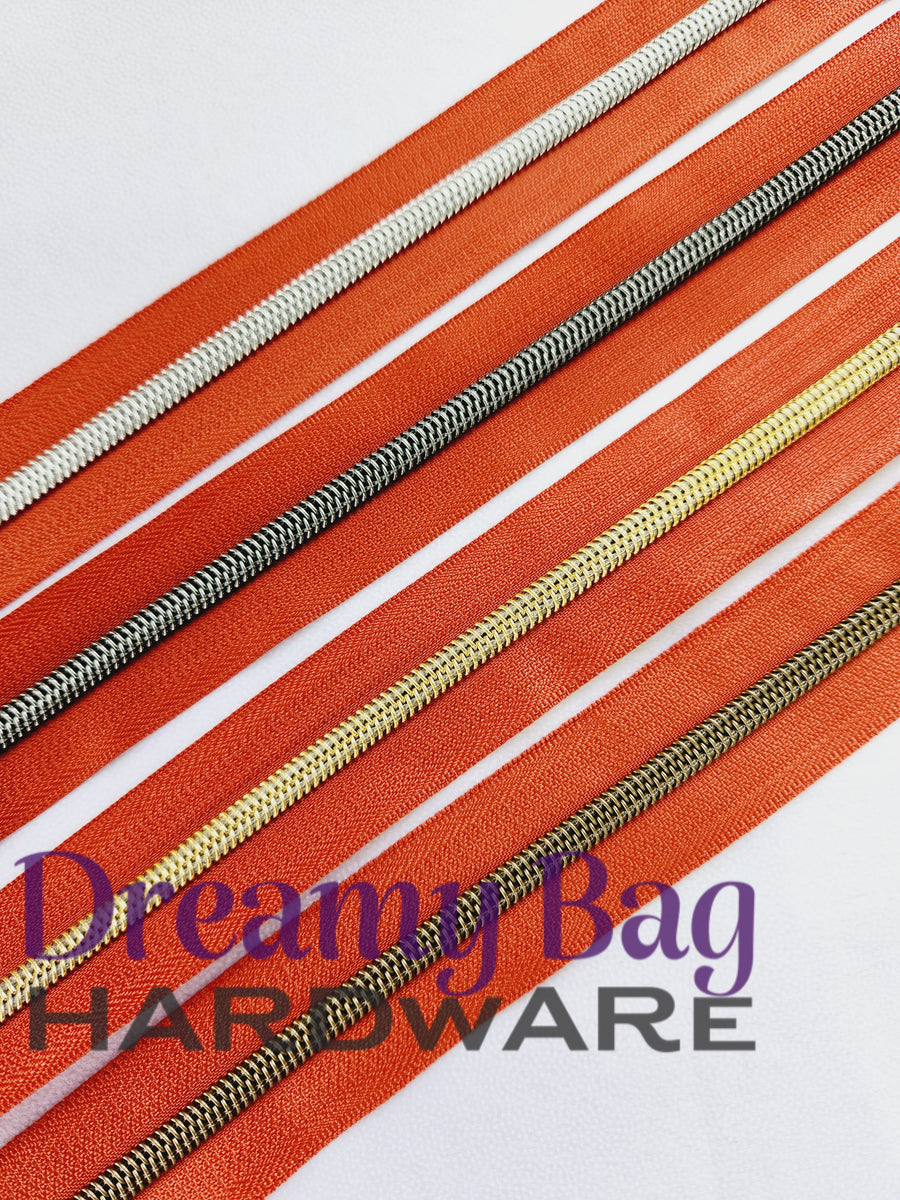 3 and 5 Zipper Tape Rust with nylon teeth Dreamy Bag Hardware Pty Ltd