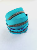 #3 and #5 Zipper Tape Aqua (Dark teal) with coloured nylon teeth