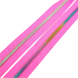#5 Glidelåsbånd Fluoros rosa med nylontenner