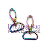 32 mm (1,25") ovale svingbare trykknappklips D-ringkobling 2-pakning