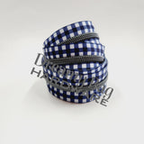 #5 Glidelåsbånd Safirgrønn gingham med fargede nylontenner