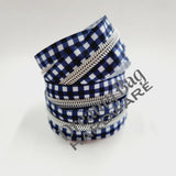 #5 Glidelåsbånd Safirgrønn gingham med fargede nylontenner