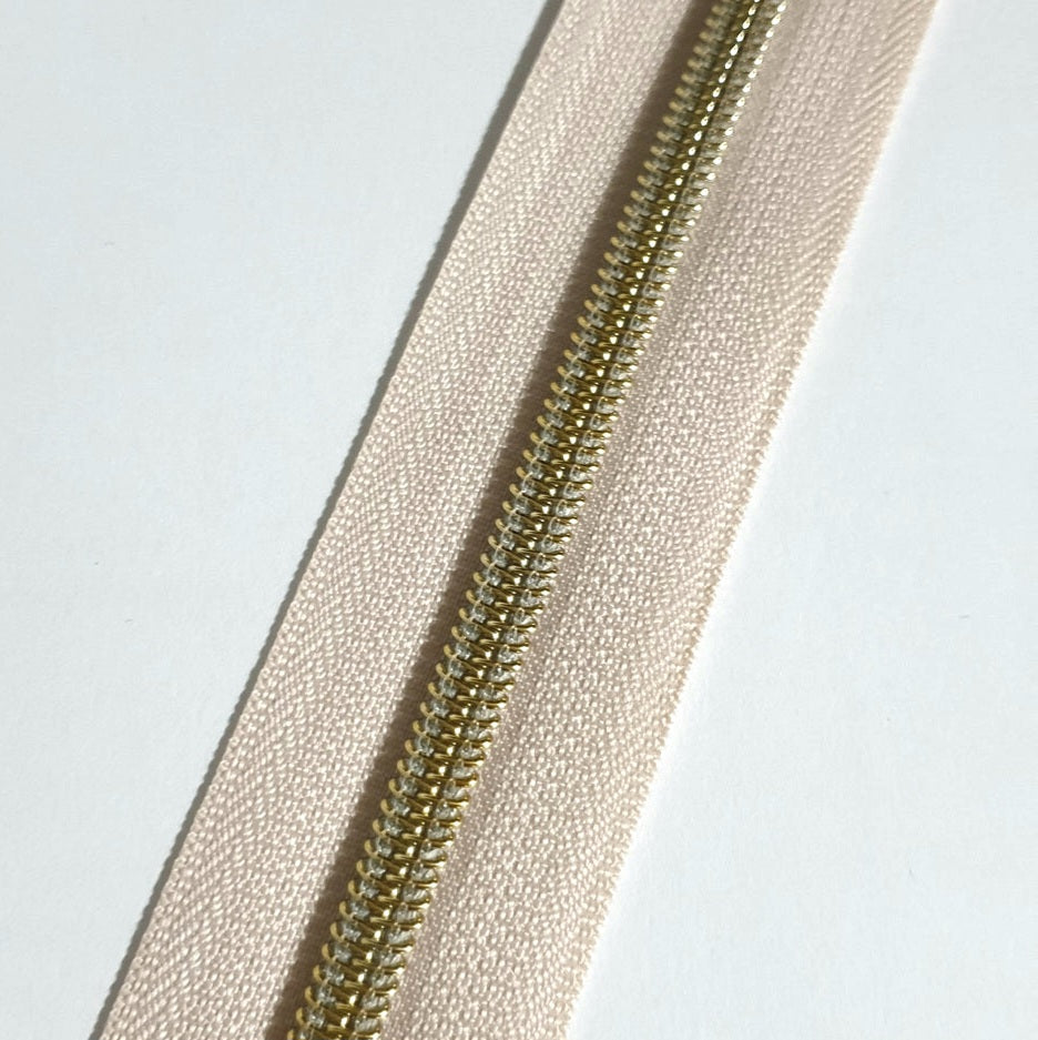 #5 Zipper Tape Peach with Light Gold nylon teeth