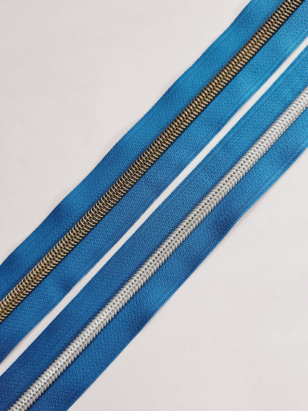 #3 and #5 Zipper Tape Blue with Nylon teeth