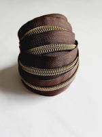 #3 and #5 Zipper Tape Brown with coloured Nylon teeth