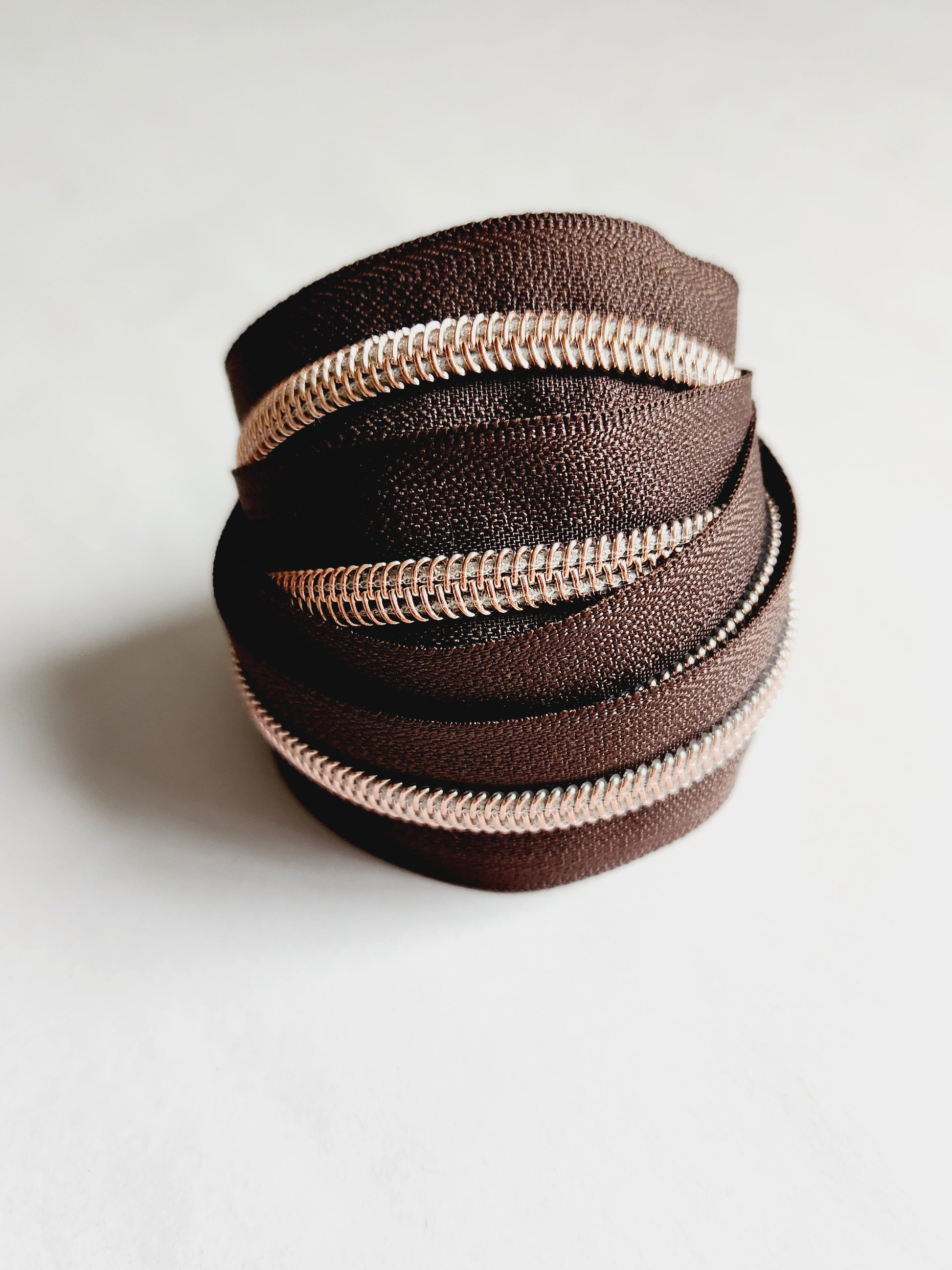 #3 and #5 Zipper Tape Dark Brown with coloured Nylon teeth