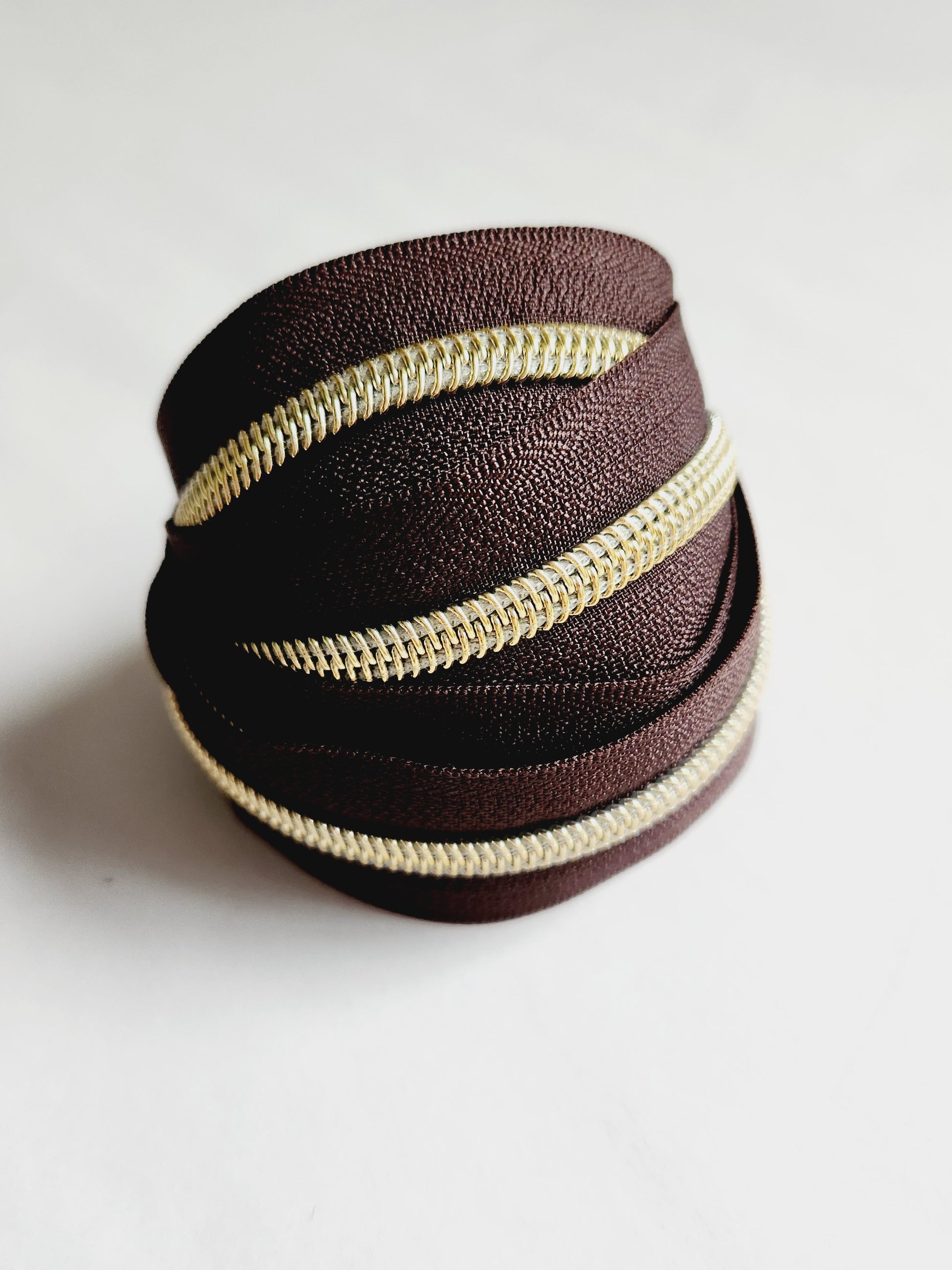 #3 and #5 Zipper Tape Dark Brown with coloured Nylon teeth