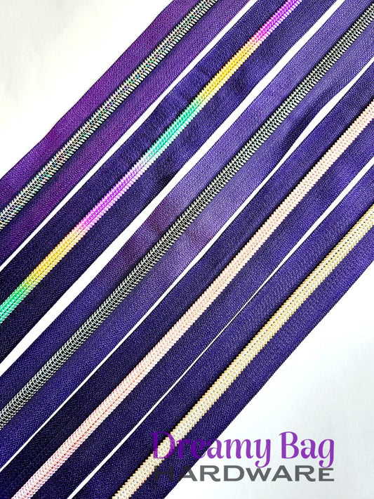 #3 and #5 Zipper Tape Dark Purple with Coloured nylon teeth