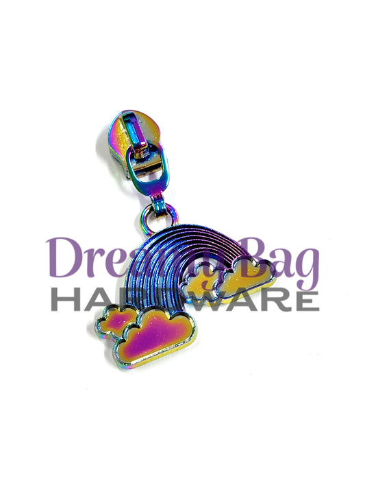 #5 Zipper Pull Rainbow with clouds
