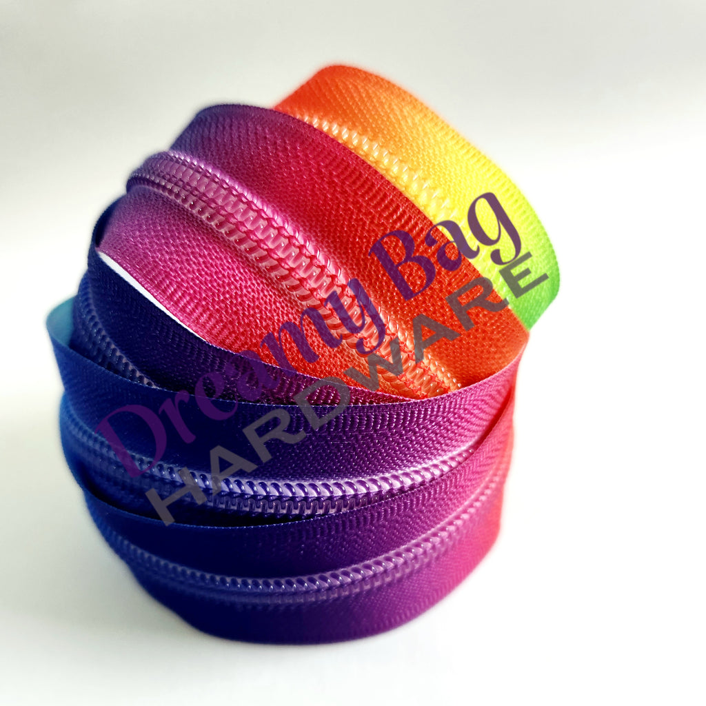 #5 Zipper Tape Ultra Bright Rainbow tapes with nylon teeth