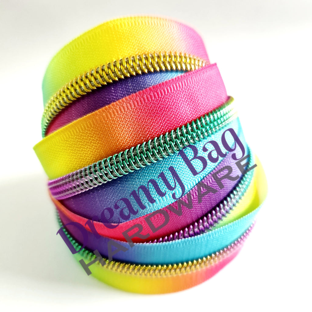 #5 Zipper Tape Ultra Bright Rainbow tapes with nylon teeth