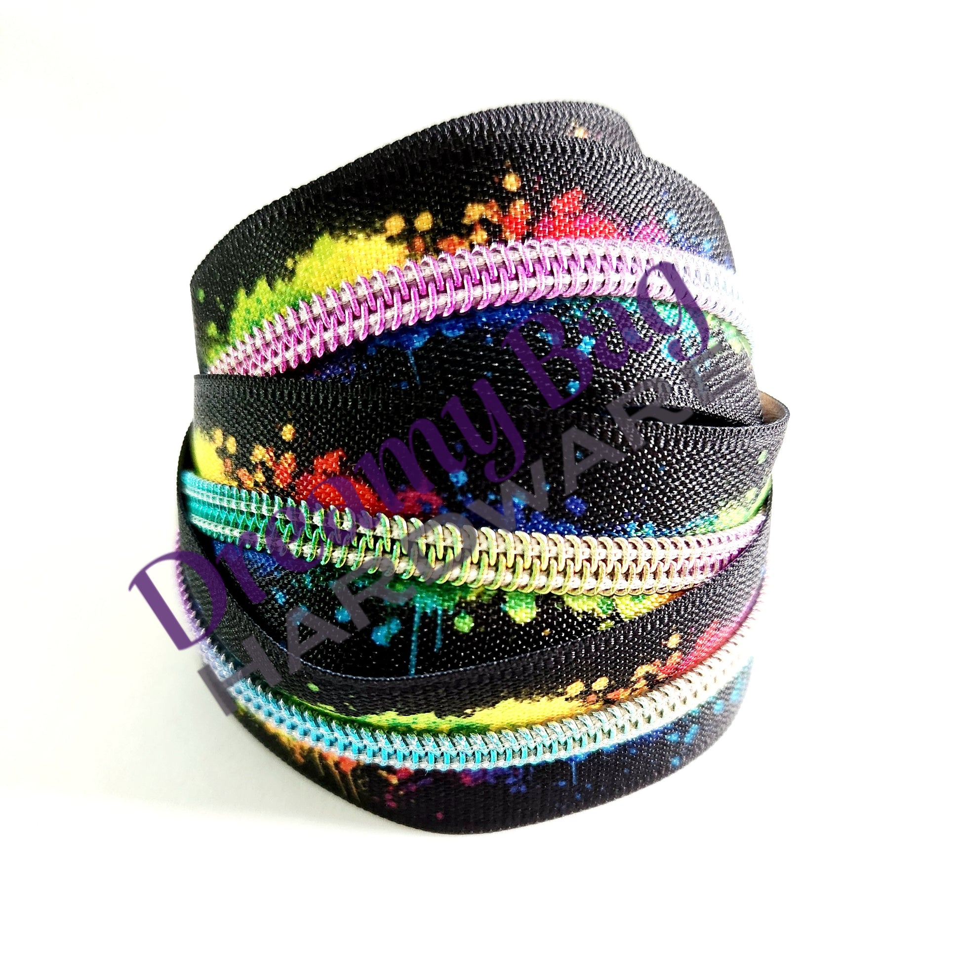 #5 Zipper tape Bright Neon Rainbow Styles with nylon teeth