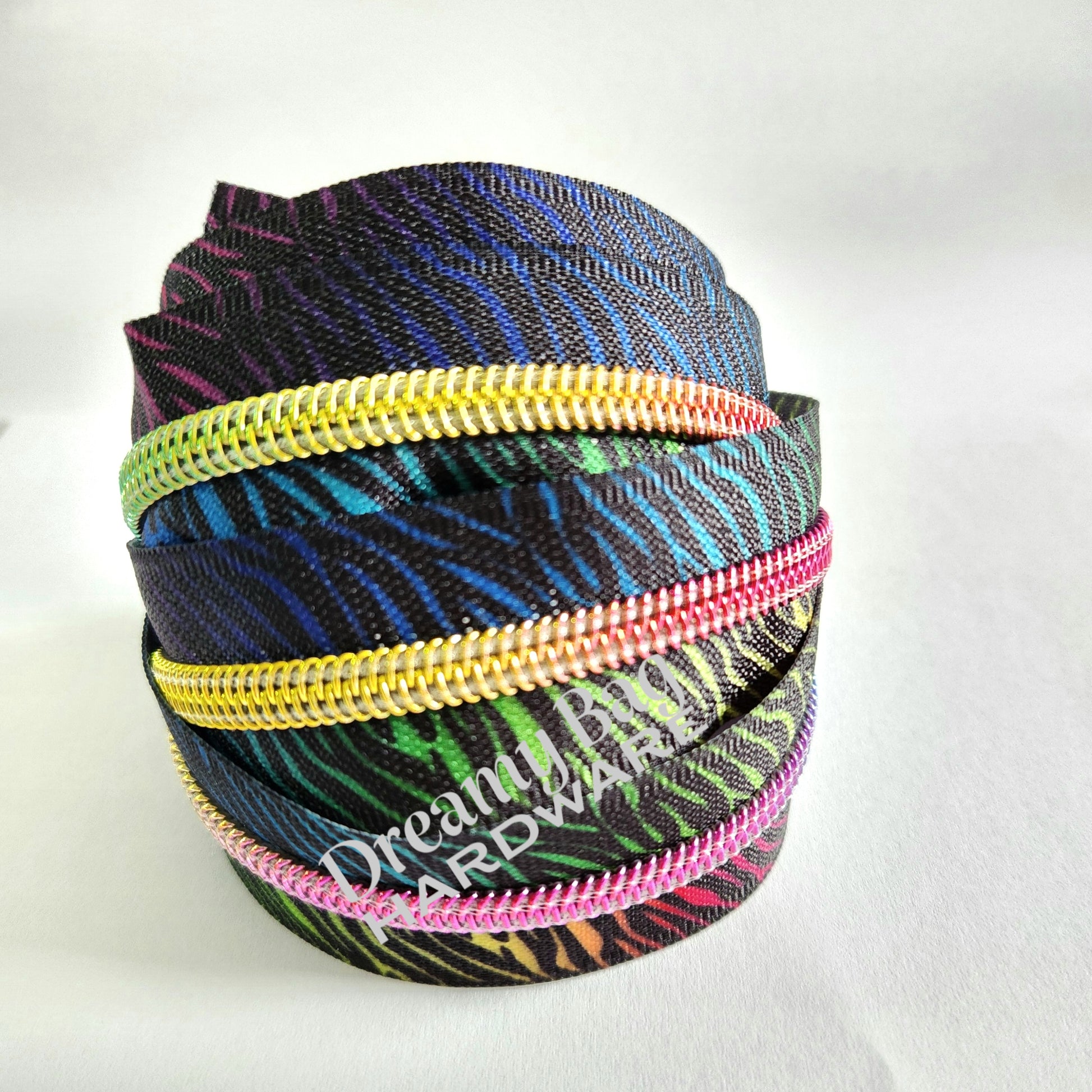 #5 Zipper tape Bright Neon Rainbow Styles with nylon teeth