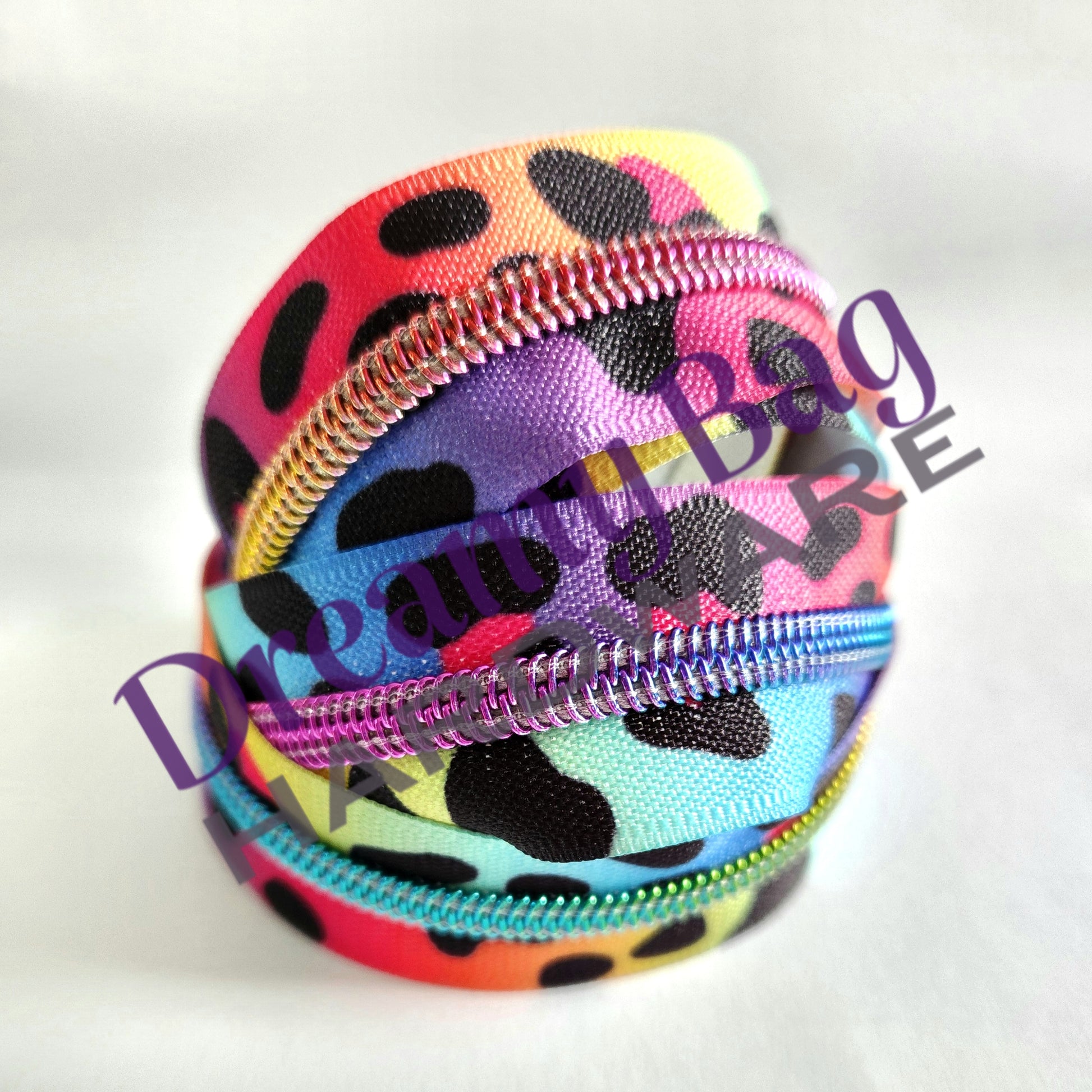 #5 Zipper tape Bright Neon Rainbow Styles with nylon teeth
