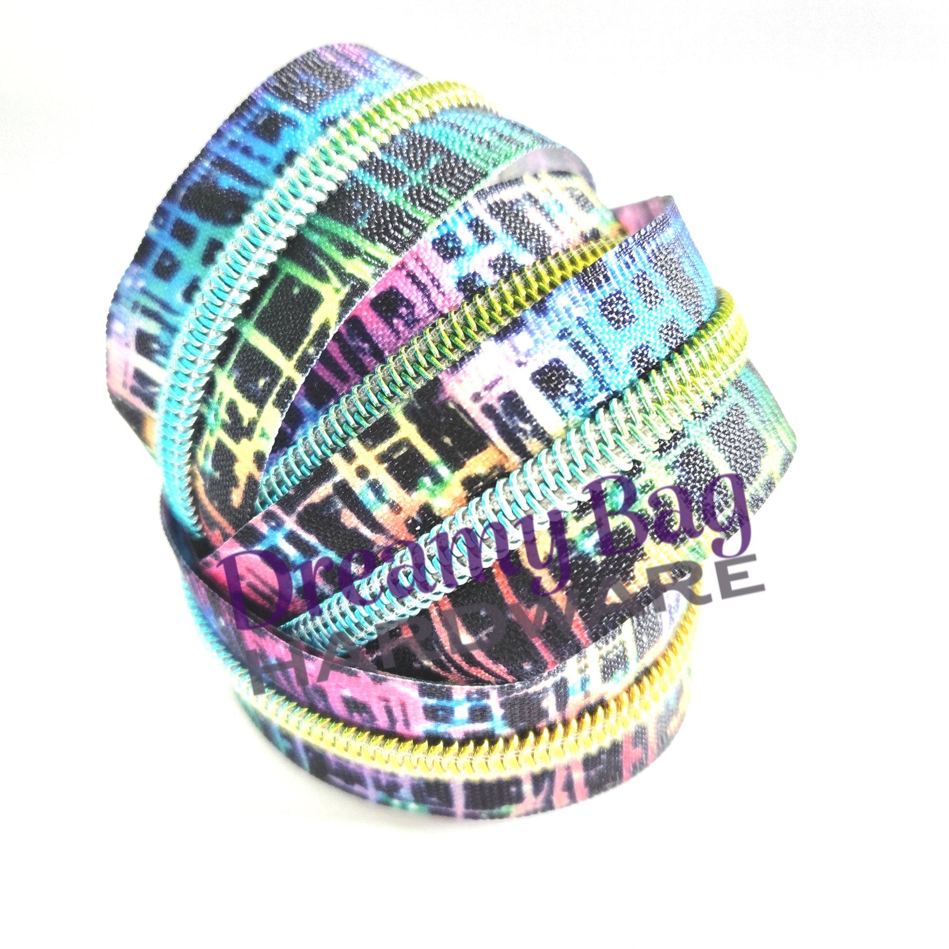 #5 Zipper tape Bright Neon Rainbow Styles with nylon teeth