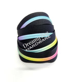 #3 and #5 Zipper Tape Neon Ombre Rainbow on black and White Tape with nylon teeth