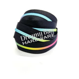 #3 and #5 Zipper Tape Neon Ombre Rainbow on black and White Tape with nylon teeth