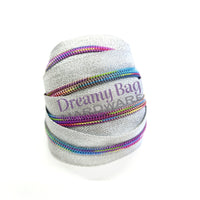 #5 Zipper tape Metallic Silver tapes with nylon teeth