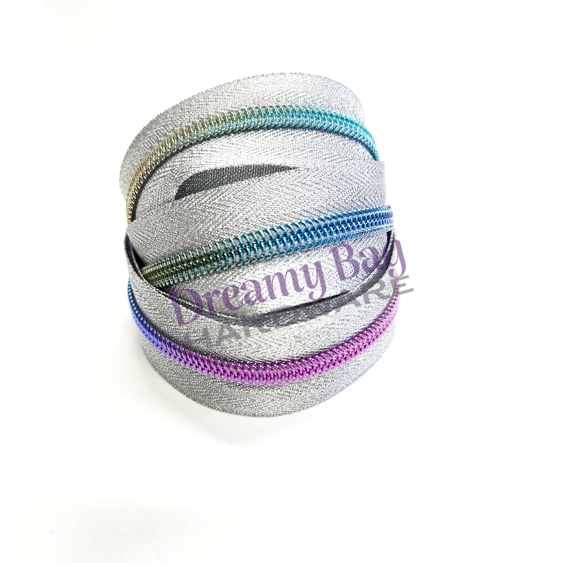 #5 Zipper tape Metallic Silver tapes with nylon teeth