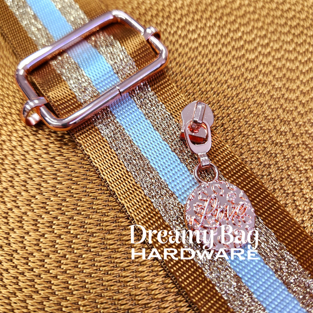 38mm (1.5") Rose Gold Glitter Thread Seatbelt Webbing Webbing