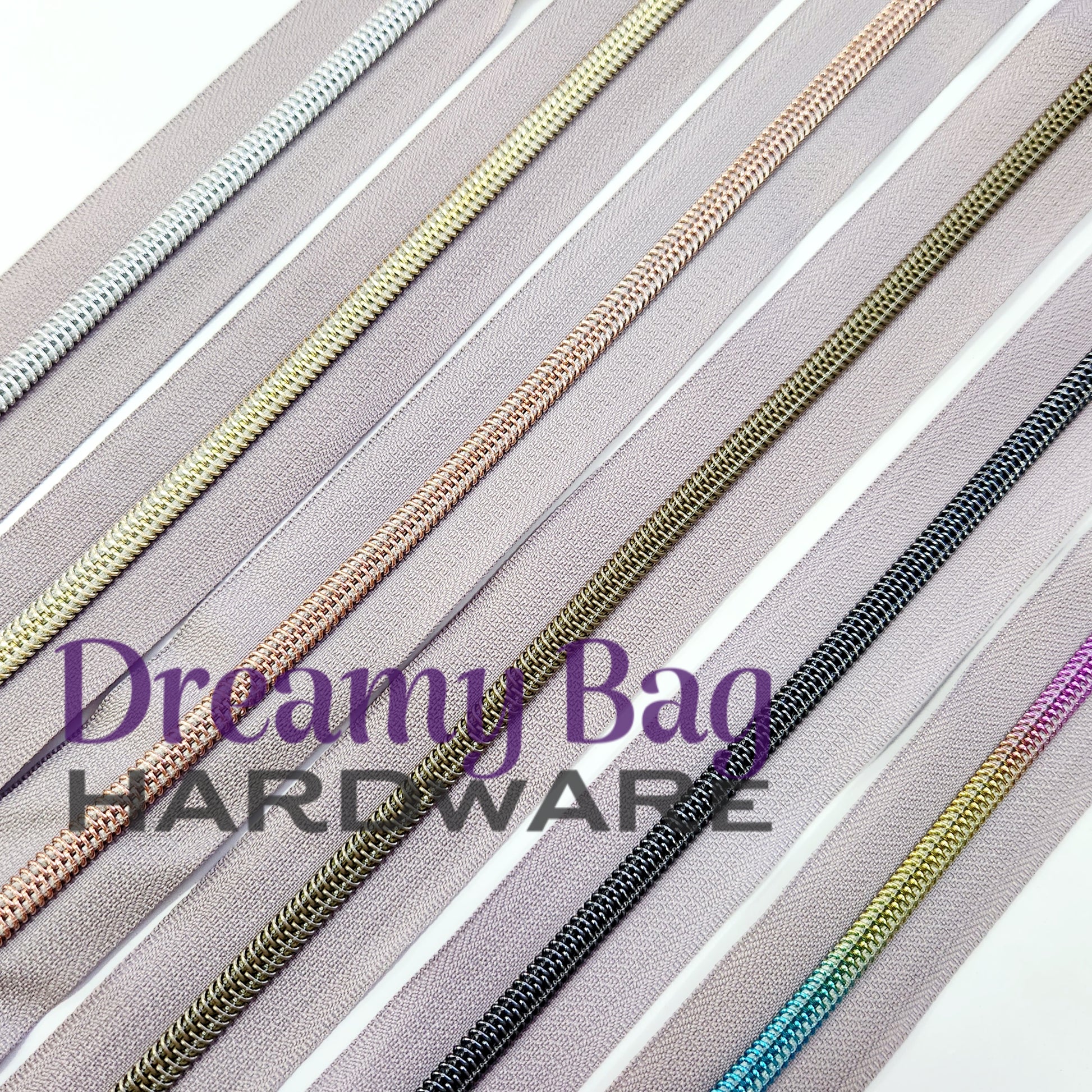 #5 Zipper Tape Mauve with coloured nylon teeth