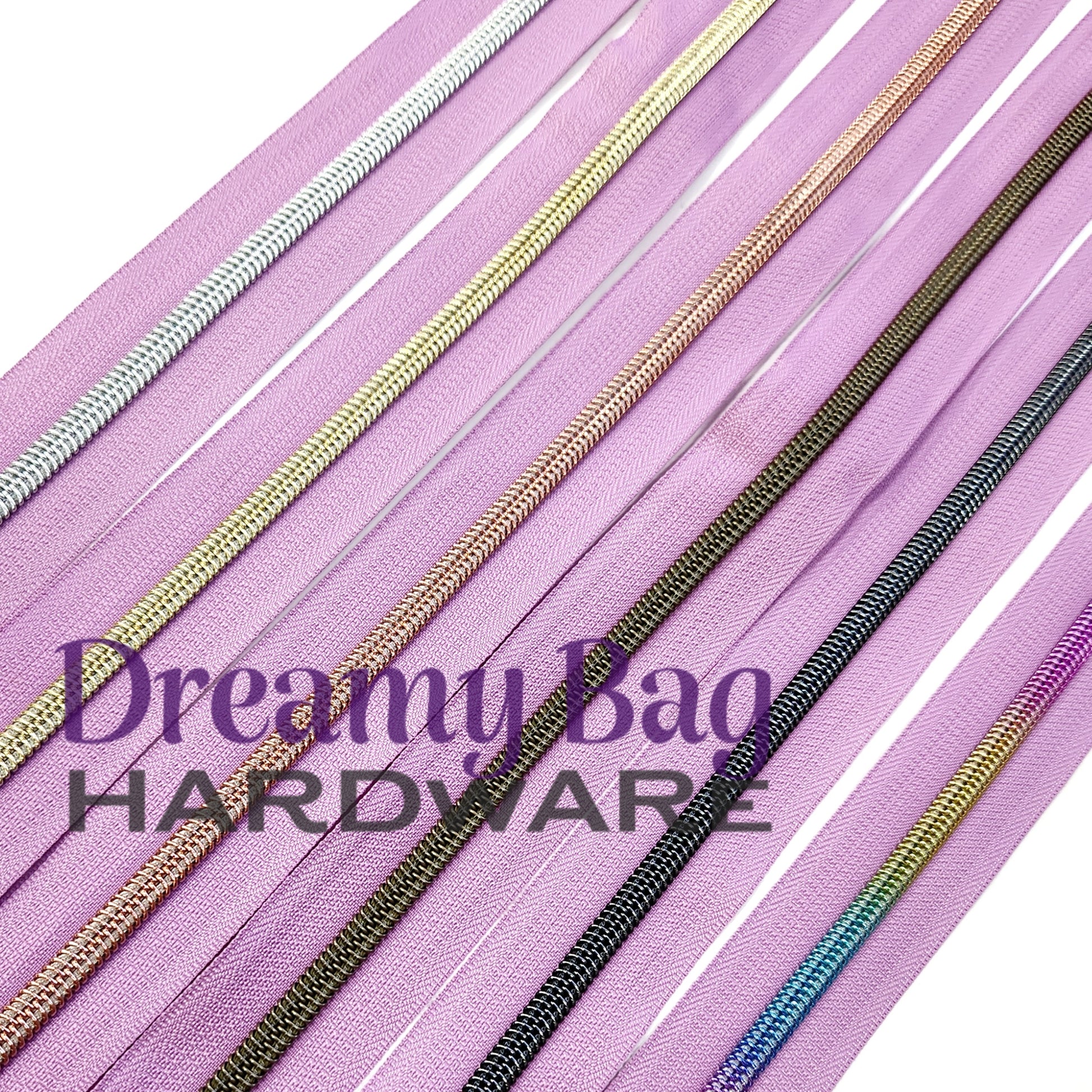 #5 Zipper Tape Light Purple with coloured nylon teeth