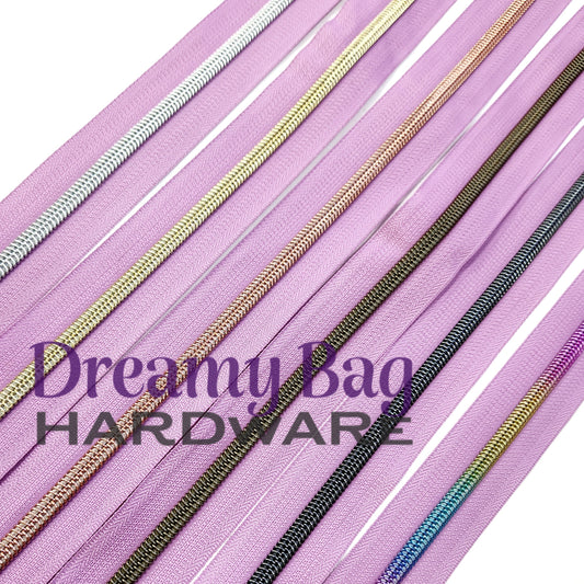 #5 Zipper Tape Light Purple with coloured nylon teeth