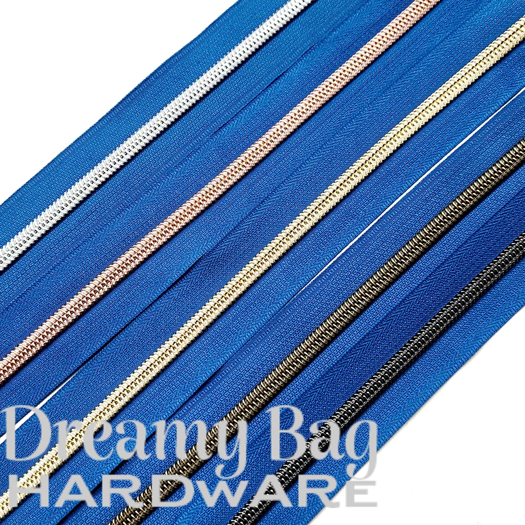 #3 and #5 Zipper Tape Blue with Nylon teeth