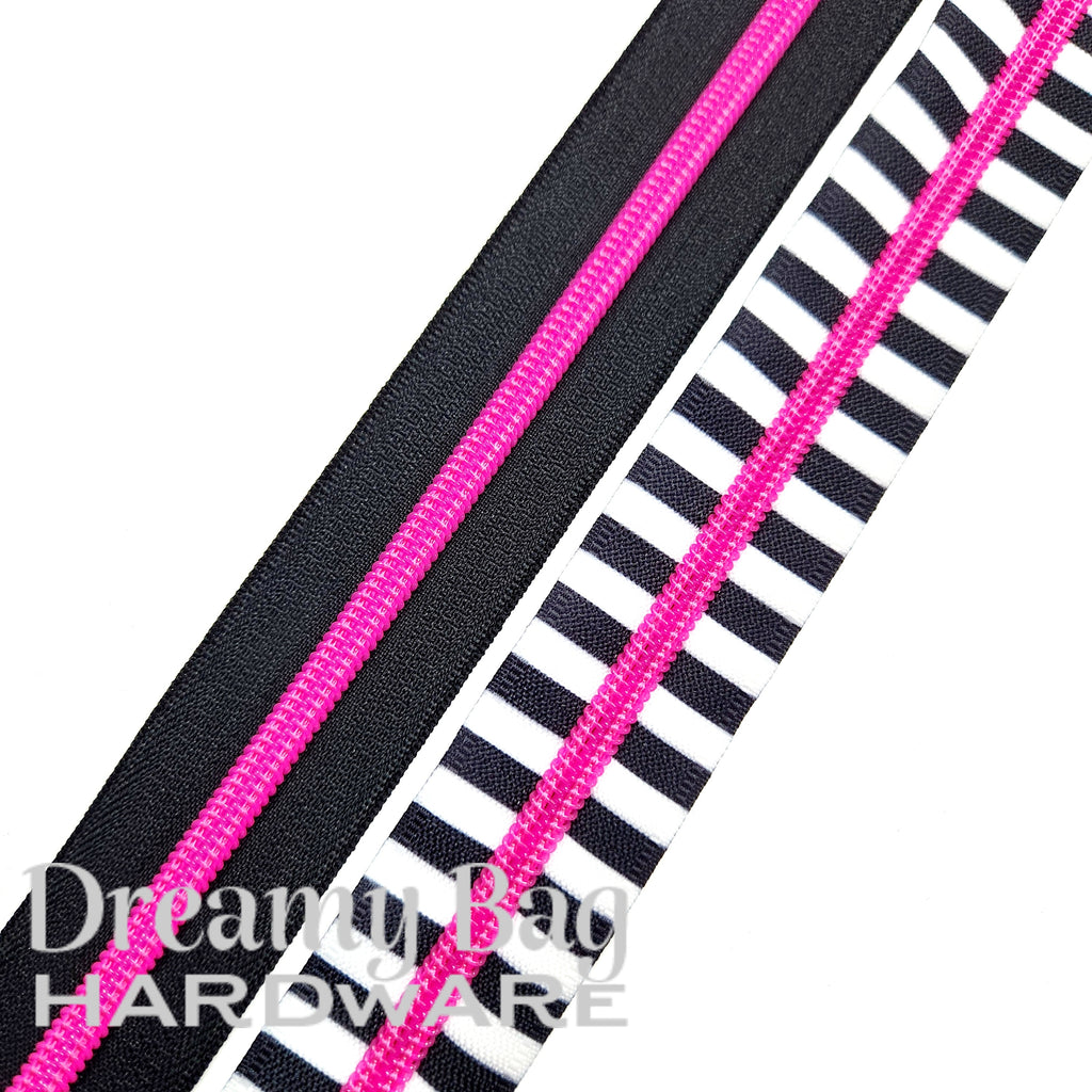#5 Zipper Tape Pink Neon Nylon teeth