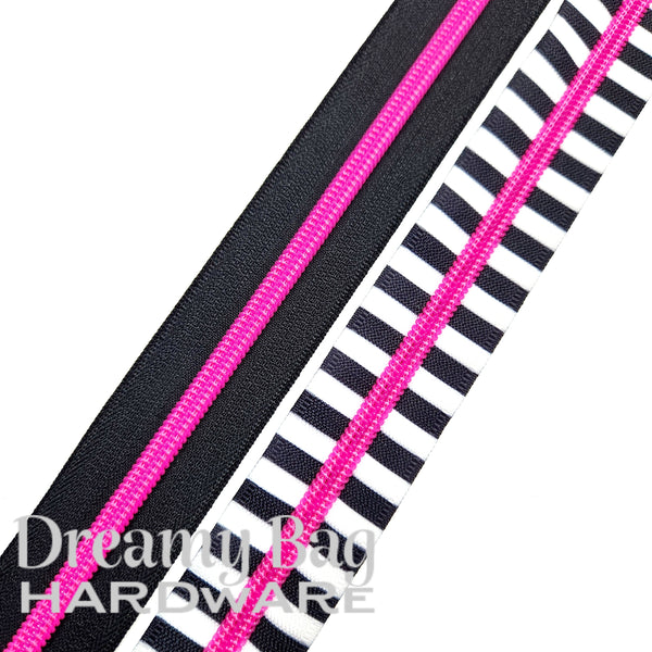 #5 Zipper Tape Pink Neon Nylon teeth