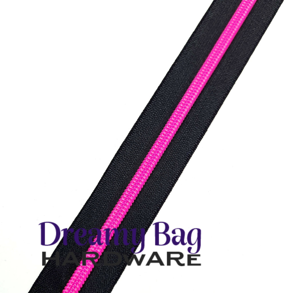 #5 Zipper Tape Pink Neon Nylon teeth