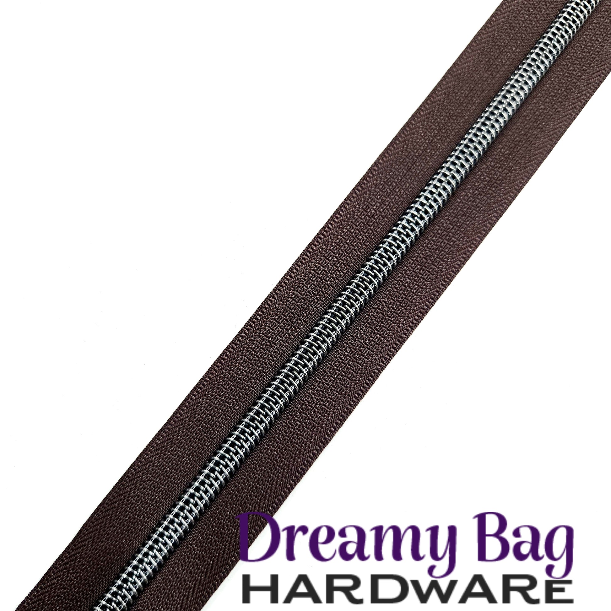 #3 and #5 Zipper Tape Dark Brown with coloured Nylon teeth