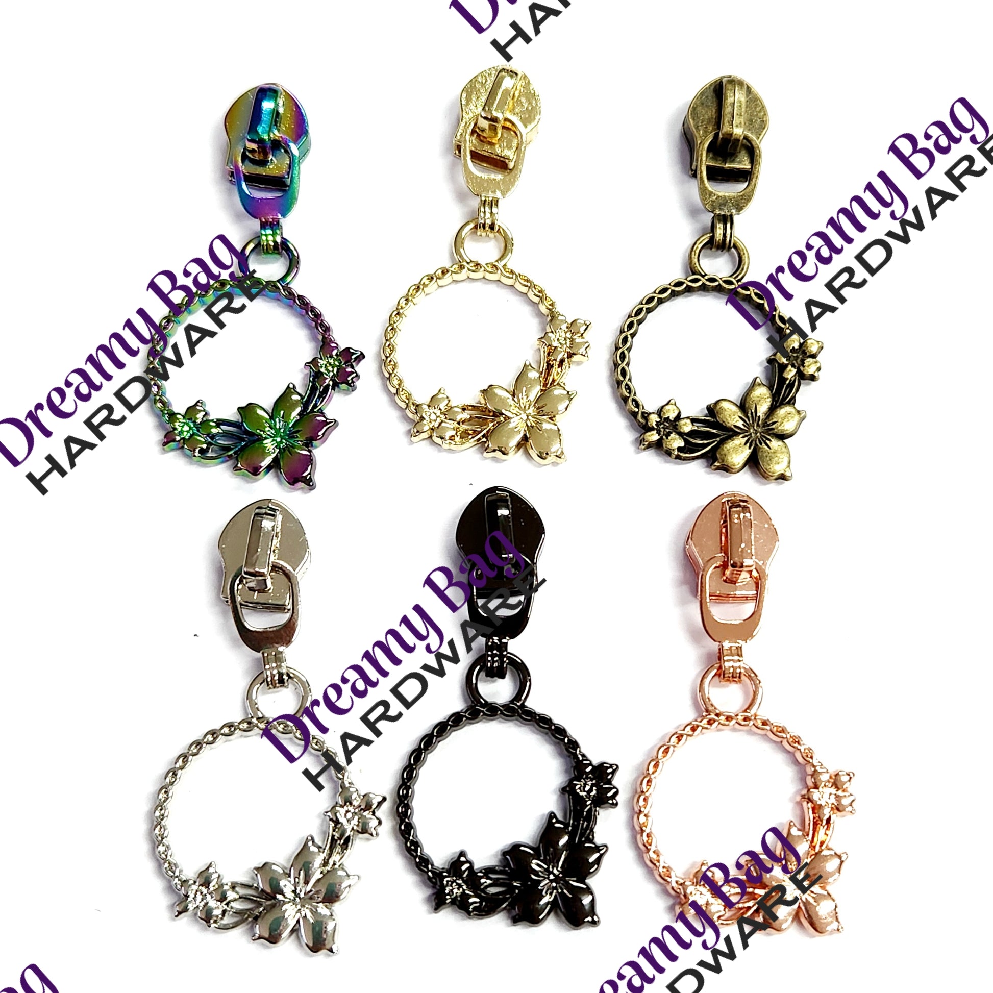 #5 Zipper Pull Chain of Flowers ( Custom Designed)