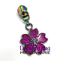 #5 Zipper Pull Purple Sparkle Flower