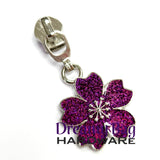 #5 Zipper Pull Purple Sparkle Flower