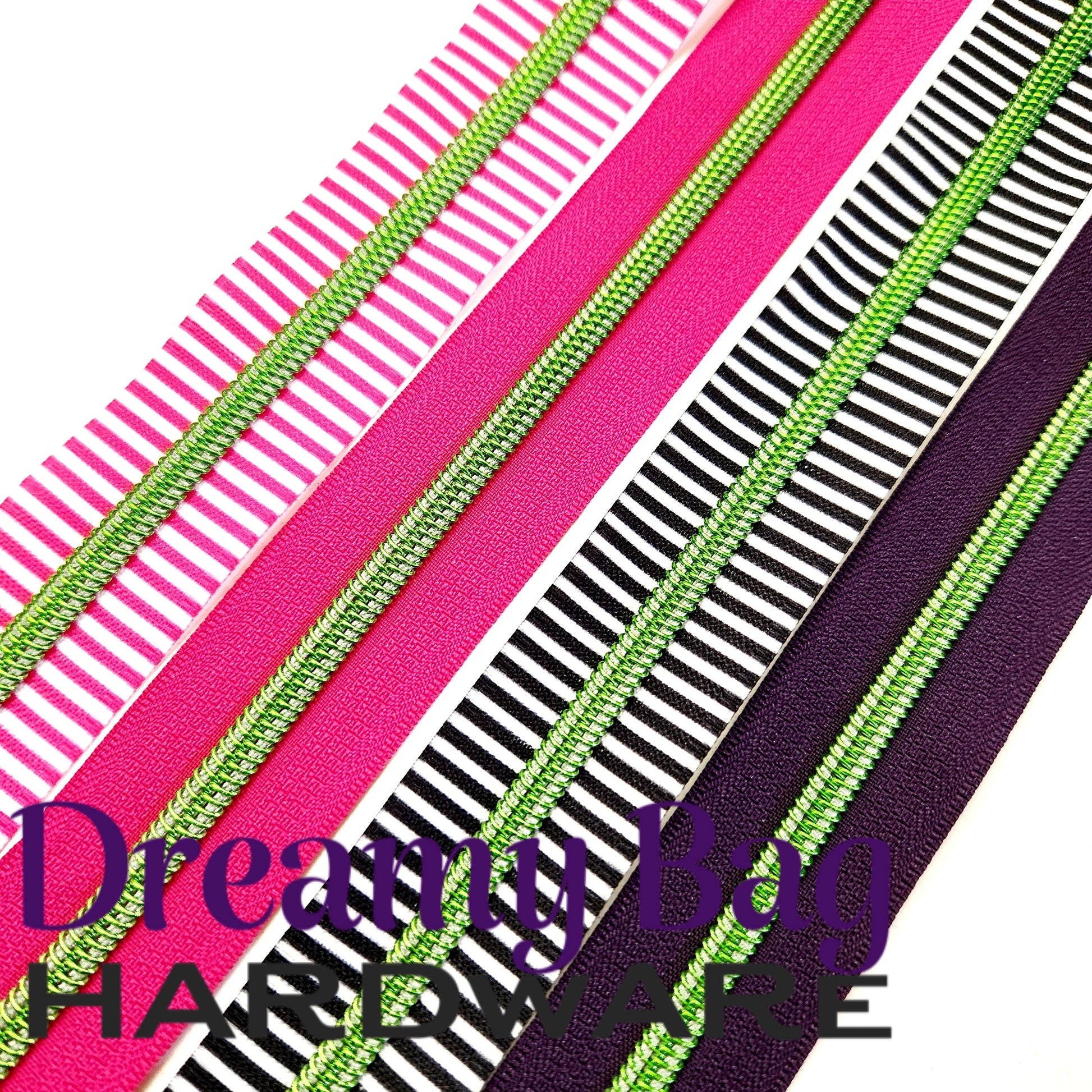 #5 Zipper Tape with Metallic Green Nylon Teeth