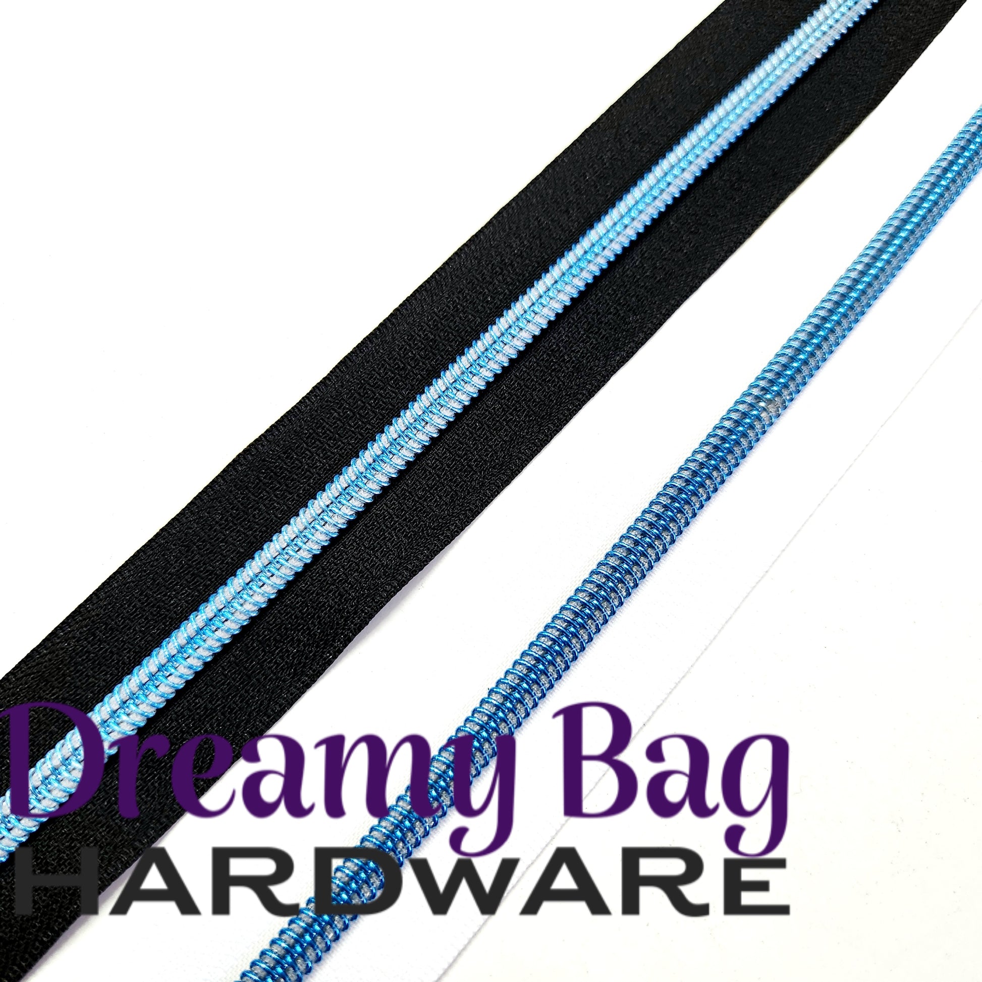 #5 Zipper Tape with  Metallic Blue Nylon Teeth