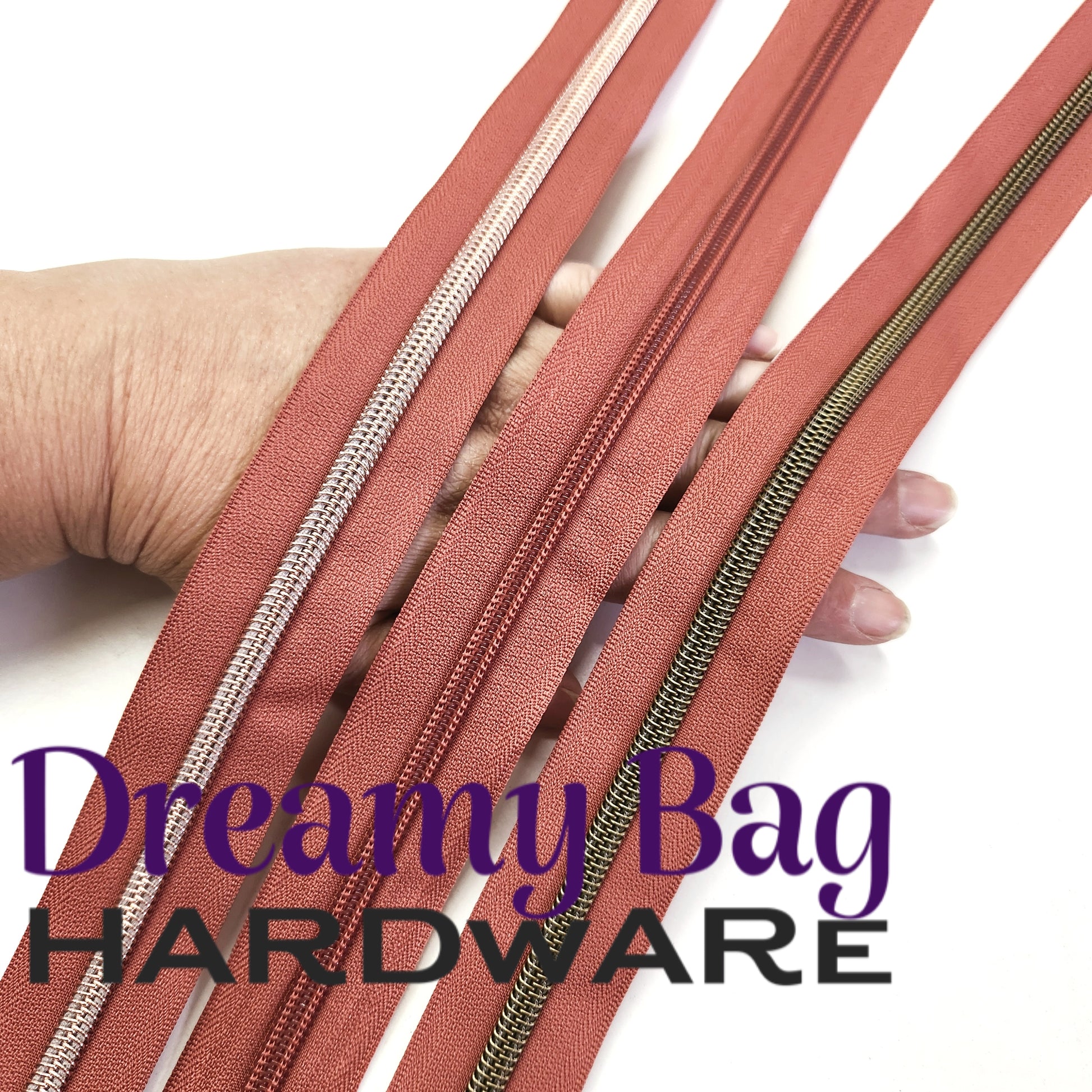 #5 Zipper Tape Dark Dusty Rose Gold with Nylon Teeth