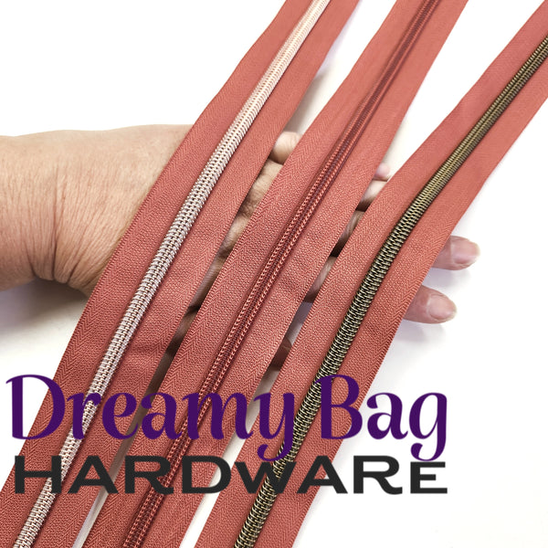 #5 Zipper Tape Dark Dusty Rose Gold with Nylon Teeth