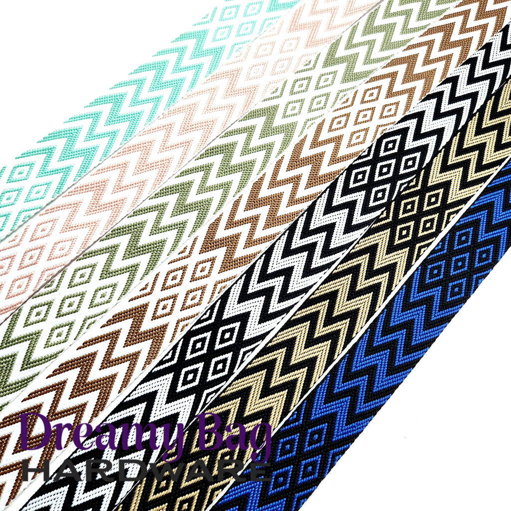 38mm (1.5") Chevron Diamonds Cotton Canvas Webbing