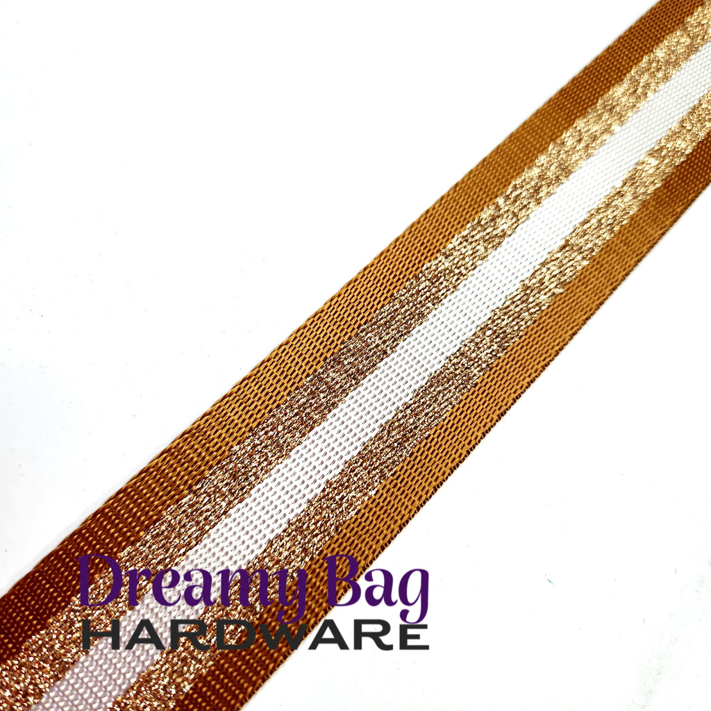 38mm (1.5") Rose Gold Glitter Thread Seatbelt Webbing Webbing
