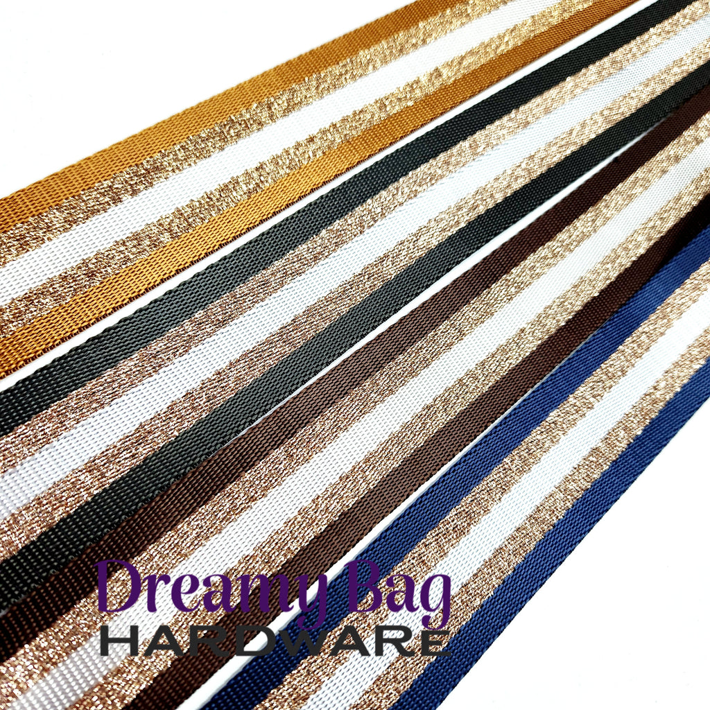 38mm (1.5") Rose Gold Glitter Thread Seatbelt Webbing Webbing