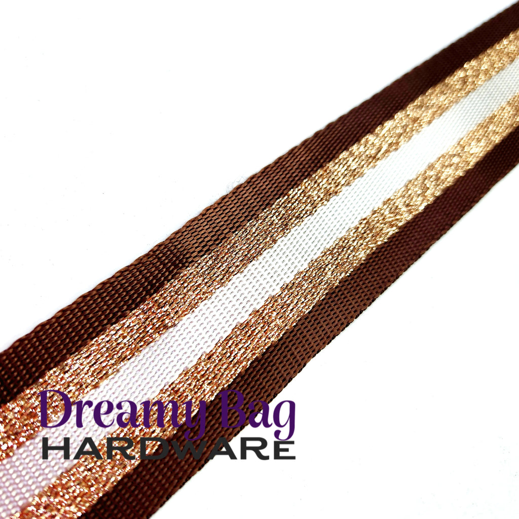 38mm (1.5") Rose Gold Glitter Thread Seatbelt Webbing Webbing