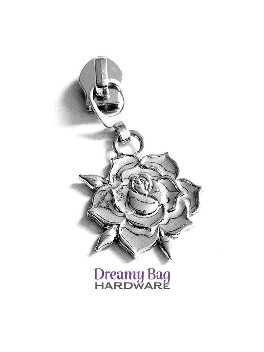 #5 Zipper Pull Single Large Rose Flower