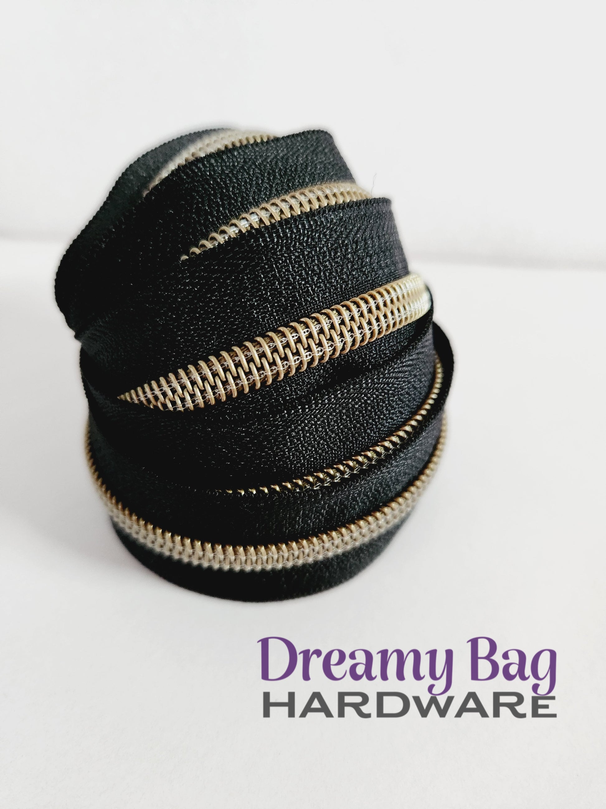 #3 and #5 Zipper Tape Black with coloured nylon teeth