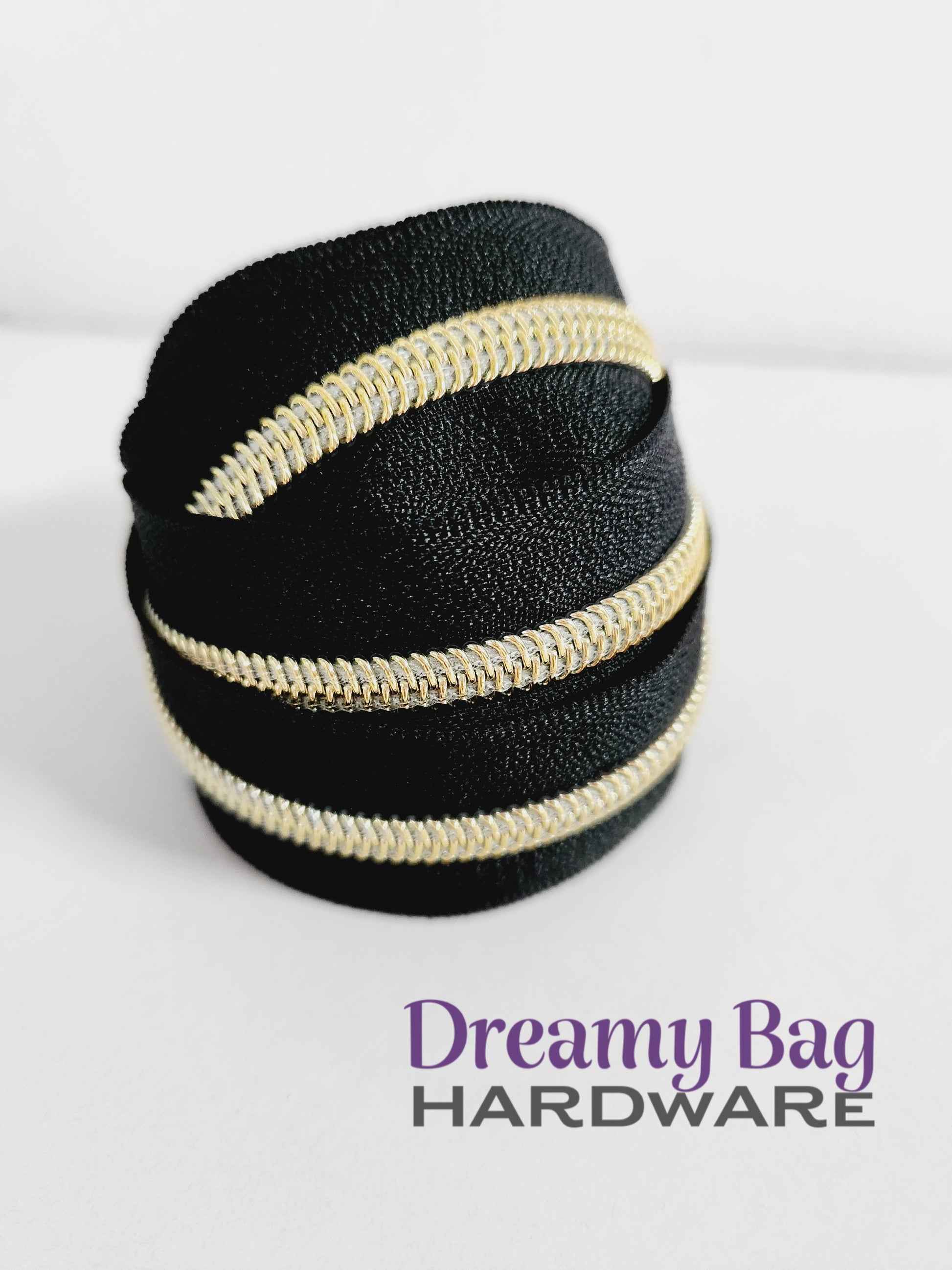 #3 and #5 Zipper Tape Black with coloured nylon teeth