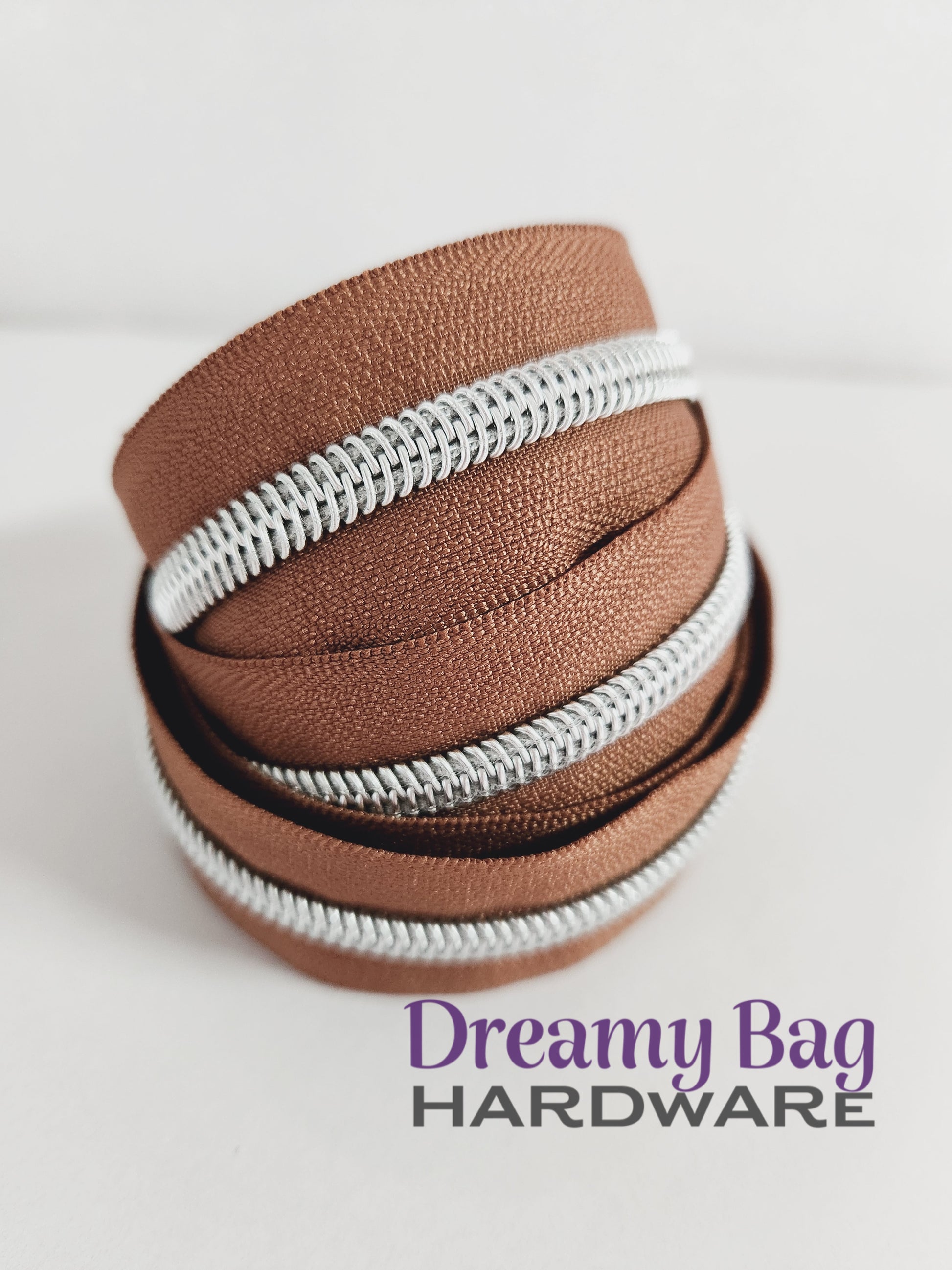 #3 and #5 Zipper Tape Tan with coloured nylon teeth